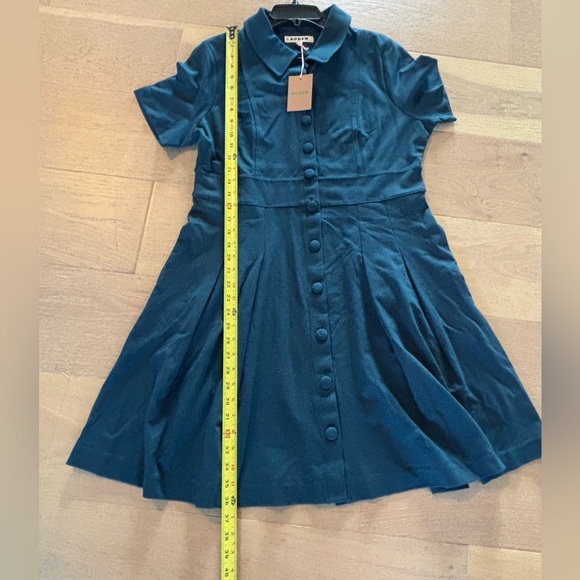 Boden Bridget Ponte Short Dress Above Knee Button Pockets Midnight Teal 10 REG - Picture 14 of 15